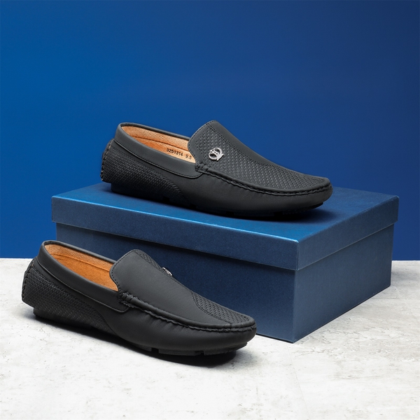 Men's Versatile PU Leather Casual Loafers - BLACK - 6